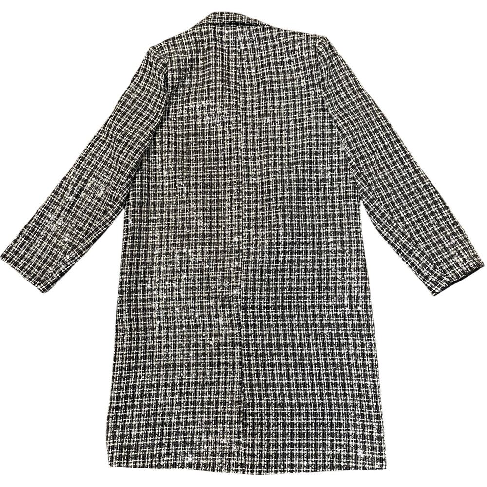 Anthropologie Mare Mare Sequin Tweed Coat Plaid Women’s M Black White New - Picture 5 of 16